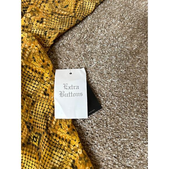 NEW Snake print button up blouse golden yellow/black NEW Style & Co SZ XL - Picture 6 of 11